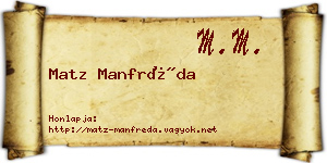 Matz Manfréda névjegykártya